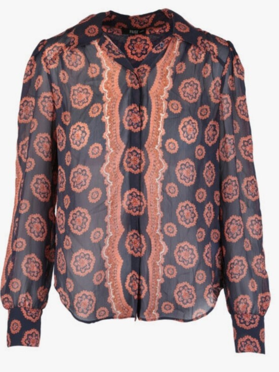 PAIGE Tops - Paige Caraway Periscope & Dhalia 100% Silk Print Blouse Medium